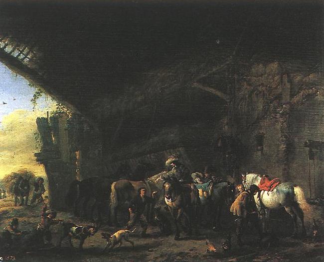 WOUWERMAN, Philips Scene in front of an Inn wet